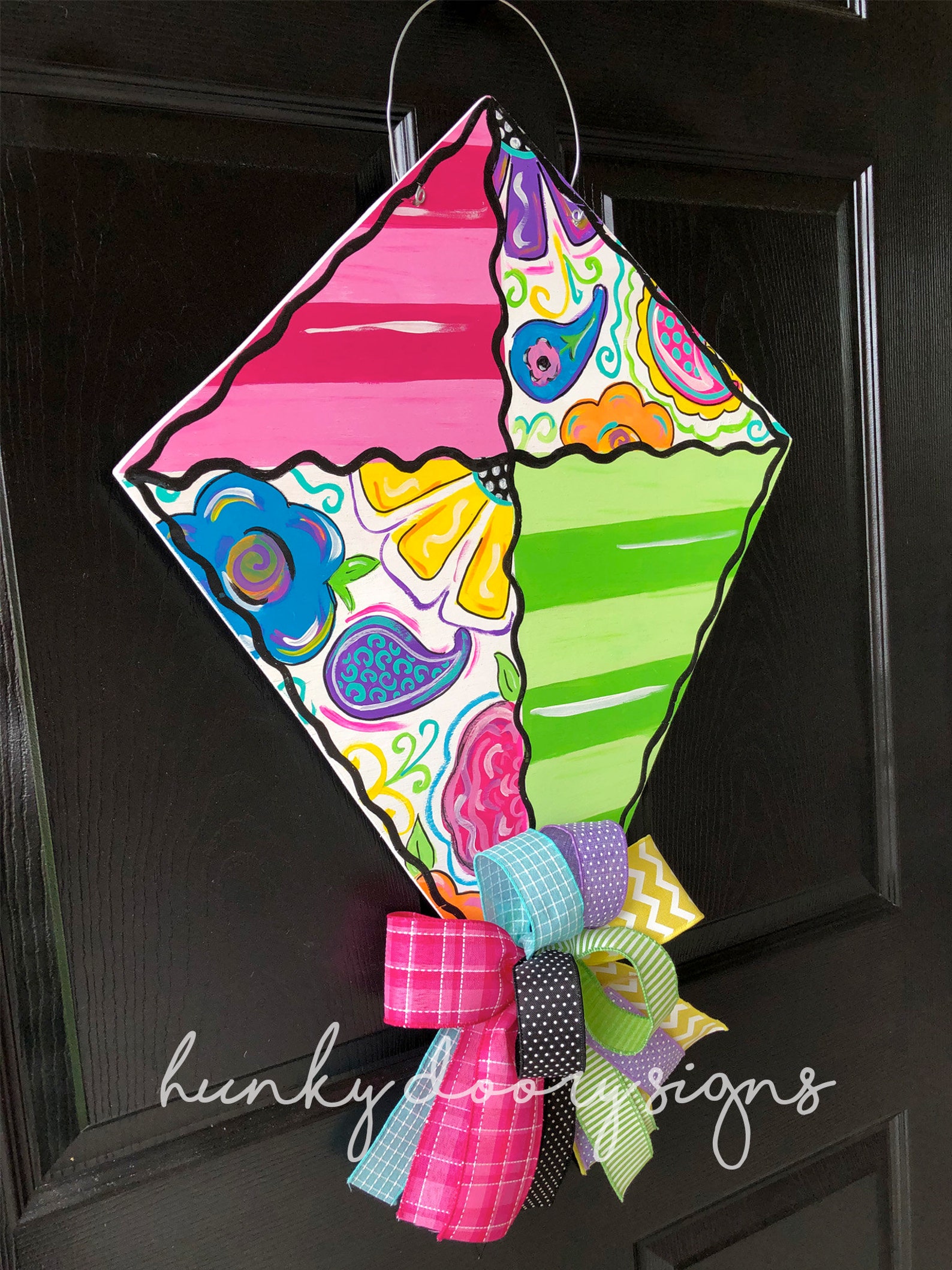 Colorful Kite Wooden Door Hanger Hand Painted Summer Door Etsy