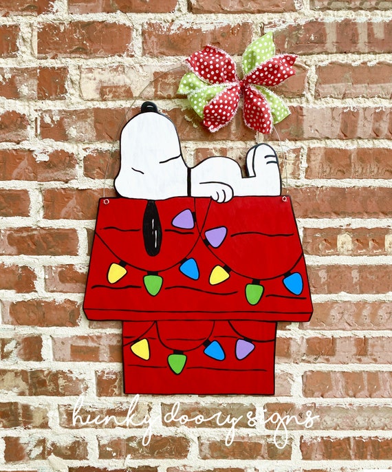 Snoopy Dog House Charlie Brown Christmas Hand Painted Wooden Etsy Uk