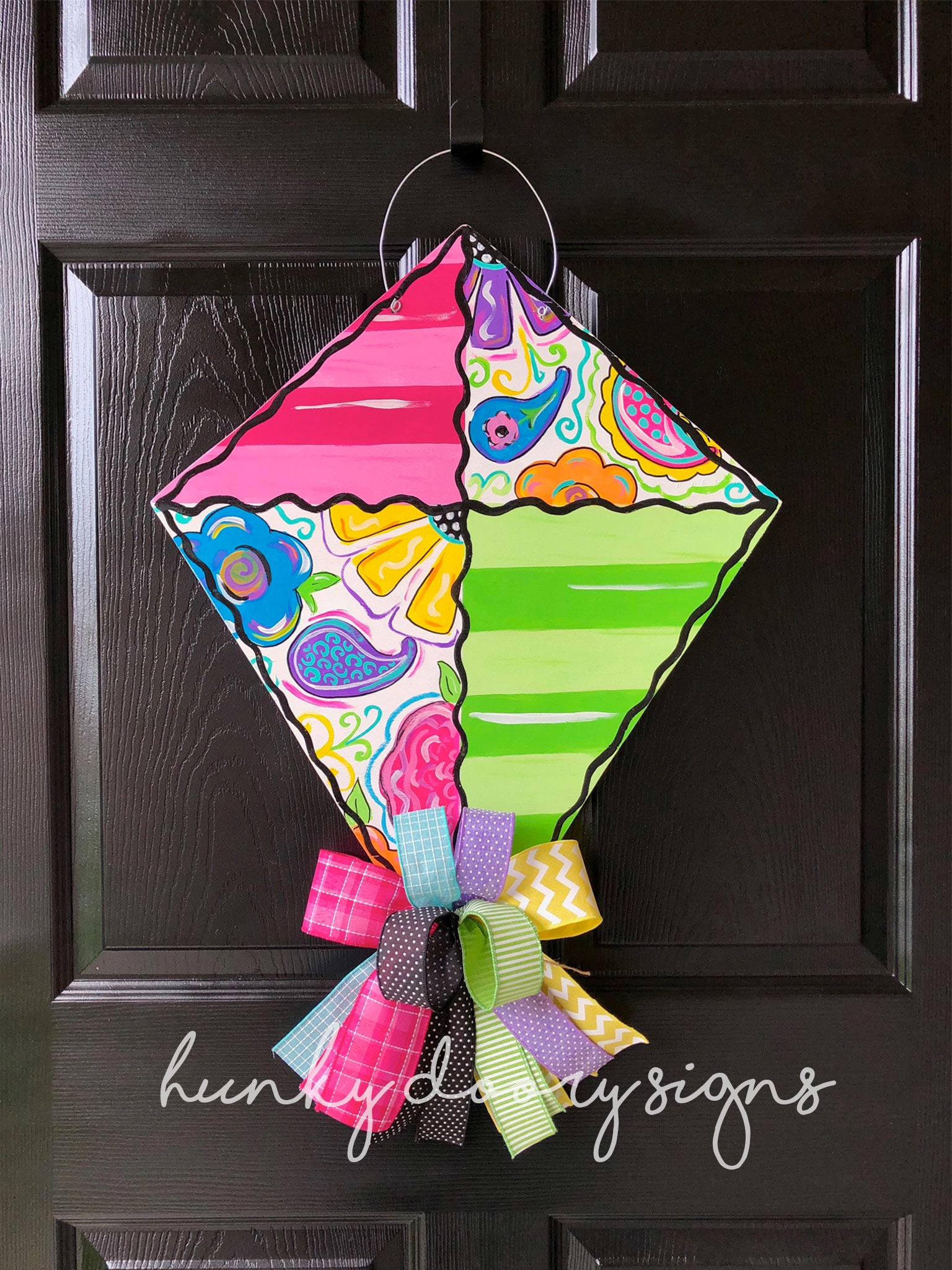 Colorful Kite Wooden Door Hanger Hand Painted Summer Door Etsy