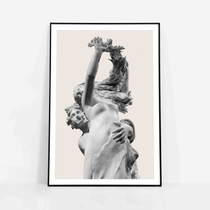 Bernini sculpture poster Apollo and Daphne, Greek mythology Statue wall art, Love Print, Baroque marble Rome, chic aesthetic decor