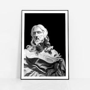 Renaissance Art PRINT | Salvatore Mundi Sculpture Wall art | Bernini Poster Italian Home decor | Jesus Christ