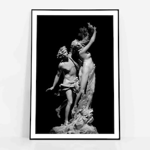 Poster Apollo and Daphne Sculpture by Bernini | Greek mythology Statue | Italian artist | Love Print | Baroque marble Rome Villa Borghese