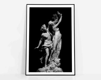 Poster Apollo and Daphne Sculpture by Bernini | Greek mythology Statue | Italian artist | Love Print | Baroque marble Rome Villa Borghese
