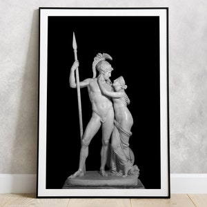 Mars and Venus Print sculpture POSTER | Italian artist Antonio Canova | Wall Art | Dark & Bright versions | Romanticism statue
