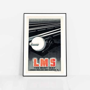 LMS Railway Travel Poster, 1920s Train Art by A.M. Cassandre, Vintage British Rail, Retro Train Travel Print, Art Deco Wall Art