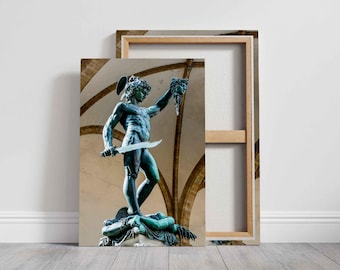 Perseus with Medusa Head Canvas Print: Bronze Greek Mythology Wall Art
