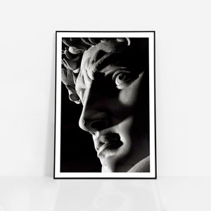 Poster David Wandkunst Michelangelo Druck Skulptur | Italienische Renaissance Kunst schwarz weiß Ästhetisches Dekor | Italienische Statue