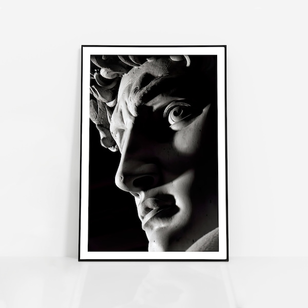 Poster David Wall Art Michelangelo Print Sculpture | Italian Renaissance Art black and white Aesthetic Decor | Italian Statue