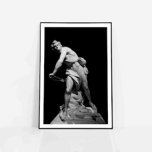 Cartel de David Bernini, escultura de arte renacentista, estampado en blanco y negro, mitología de decoración minimalista