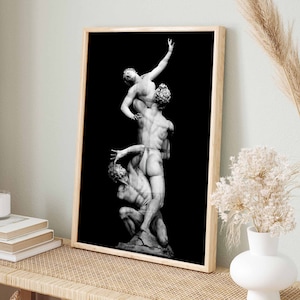 Cartel El rapto de una sabina – Escultura de mármol renacentista de Giambologna, arte mural italiano