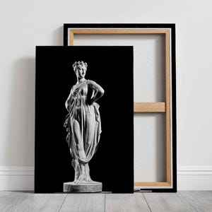 Antonio Canova Dancing Girl with Hands on Hips Canvas Print - Black and White Sculpture Art, Chic Neoclassical Decor