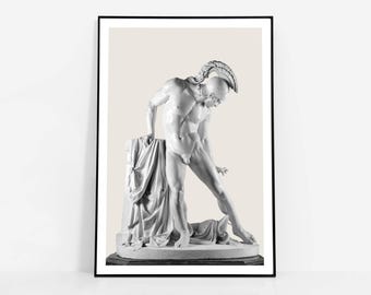 Impression sculpture d'Achille : oeuvre d'art murale héros grec du XIXe siècle