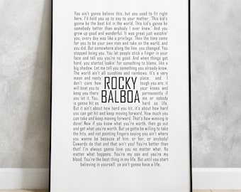 Rocky Balboa Monologue Poster - Motivational Greatest Speeches  in movies | Sylvester Stallone Best acting Wall Art Cinema Inspirational