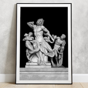 Laocoonte e i suoi figli Poster scultura Stampa / da 4x6 a 24x36 pollici / Mitologia statua Musei Vaticani Arte murale Scultori greci Roma