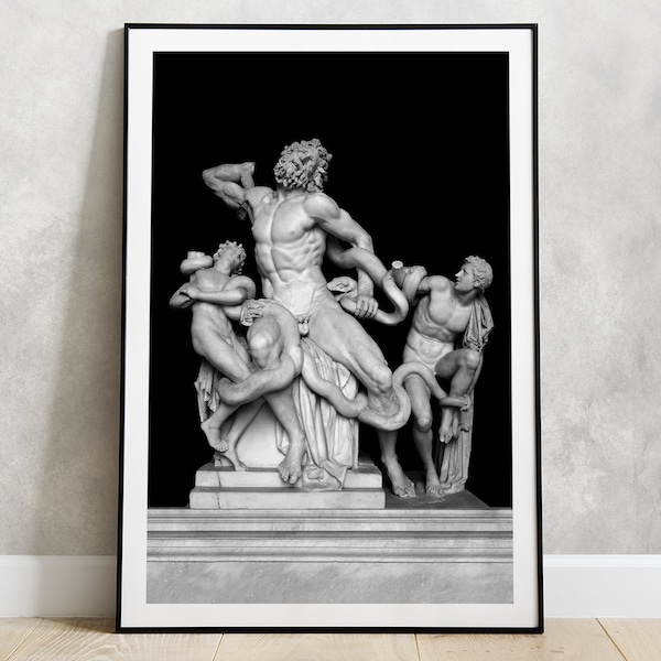 Laocoon and His Sons Poster sculpture Print | from 4x6 to 24x36 inches | Mythology statue Vatican Museums Wall art Greek sculptors Rome