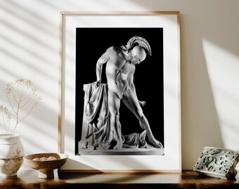 Impression sculpture d'Achille : oeuvre d'art murale héros grec du XIXe siècle