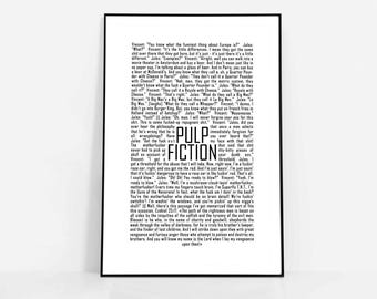 Plakat z cytatem z filmu Pulp Fiction: Minimalistyczna sztuka ścienna