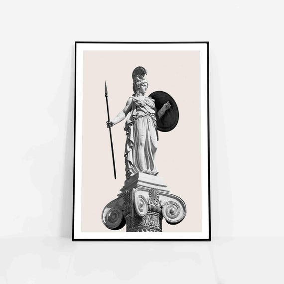 Athena Statue Print: Greek Goddess Poster, Athens Wall Art