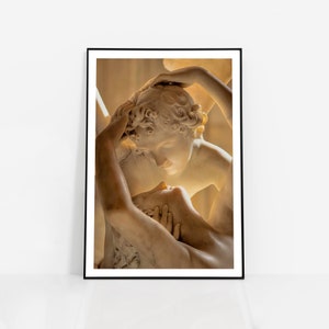 Psyche and Cupid Poster sculpture Prints | Italian Renaissance Art Antonio Canova | Black and White Aesthetic Home Decor