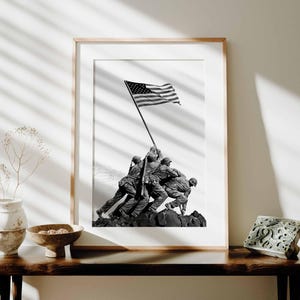 War Memorial poster USMC PRINT | Battle of Iwo Jima United States Marine Corps Statue | Wall Art Arlington Cemetery by Felix de Weldon