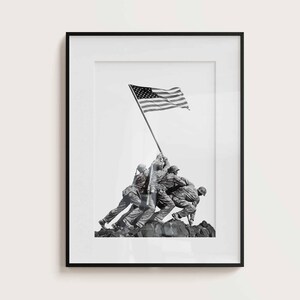 War Memorial poster USMC PRINT | Battle of Iwo Jima United States Marine Corps Statue | Wall Art Arlington Cemetery by Felix de Weldon