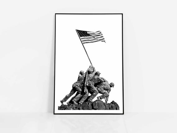 Iwo Jima War Memorial Print: USMC Statue, Arlington Cemetery