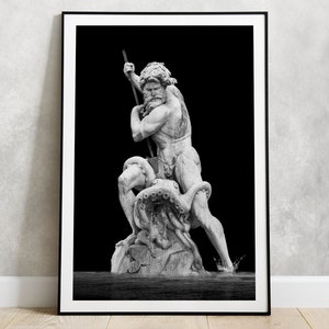 Piazza Navona print, fountain of Neptune sculpture poster | Dark wall art, Home decor, Rome Italy