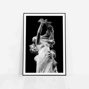 Famous sculpture Apollo and Daphne poster by Bernini, Greek mythology Statue wall art, Love Print, Baroque marble Rome, chic aesthetic decor