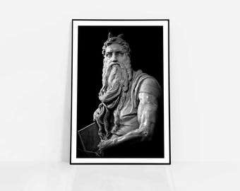 Michelangelo Moses Poster – Italian Renaissance Sculpture, Christian Wall Art Print