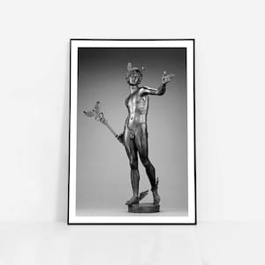 Mercury Poster – Roman and Greek Mythology, Minimalist black and white Wall Art for Modern Decor