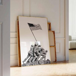 War Memorial poster USMC PRINT | Battle of Iwo Jima United States Marine Corps Statue | Wall Art Arlington Cemetery by Felix de Weldon