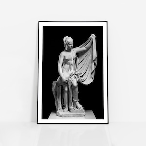 Greek mythology Sculpture poster, Leda and the Swan Statue Print, dark aesthetic decor wall art