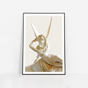 Psyche Revived by Cupid's Kiss PRINT poster | Italian artist Antonio Canova Sculpture | Romanticism statue Louvre Museum Paris Neoclassical
