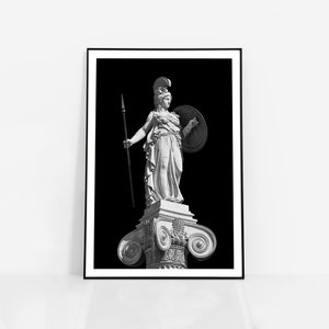 Antike griechische Skulptur der Athene Plakat | Statue Kunstdruck Göttin des Krieg, Athen Griechenland, hell dunkel Wandkunst