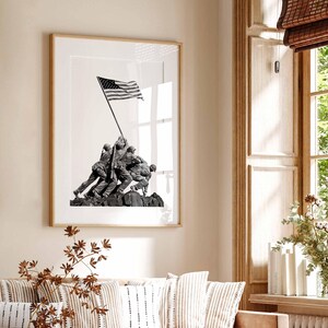 War Memorial poster USMC PRINT | Battle of Iwo Jima United States Marine Corps Statue | Wall Art Arlington Cemetery by Felix de Weldon