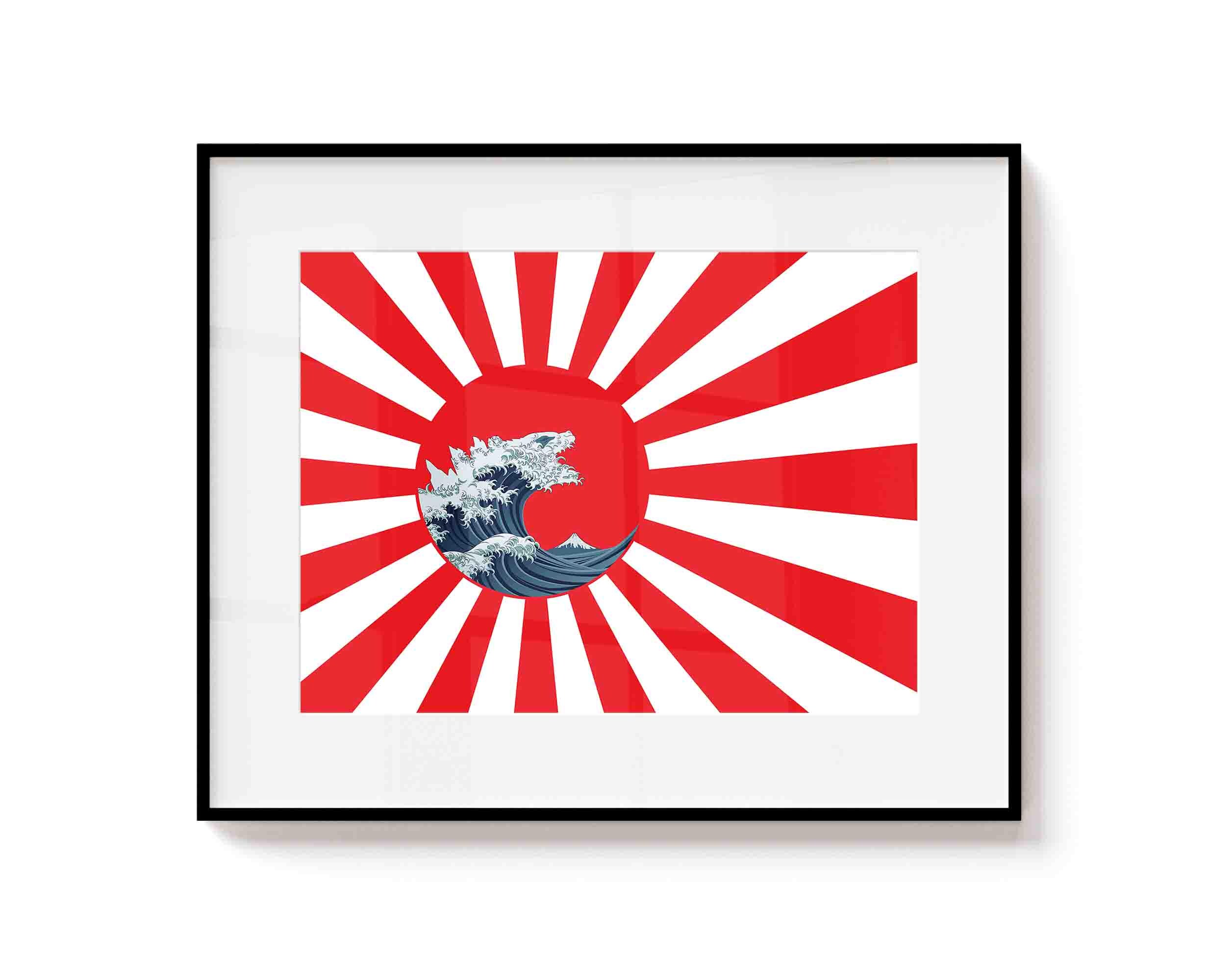 Godzilla Poster, Rising Sun Flag, Naval Ensign of Japan - Etsy