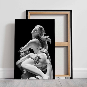 Abduction of Proserpina Canvas Print, Bernini&#39;s Baroque Masterpiece, Dark Black and White Wall Art, Dramatic Mythological Decor