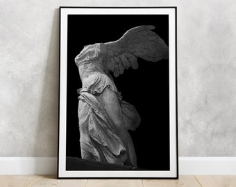 Affiche Winged Victory of Samothrace Sculpture PRINT | Marbre Art grec Statue hellénistique Musée du Louvre Paris La déesse ailée Nike Gods