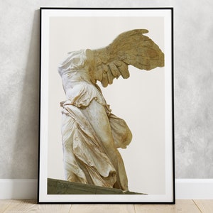 Poster Samothrace PRINT Sculpture Wall Decor | Marble Greek art Hellenistic statue  Louvre Museum Paris The Winged Victory