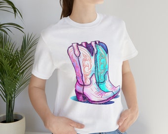 90&#39;s Neon Boots Shirt,Neon Boots,Cowgirl Boots Shirt,Cute Country Shirt,Western Girl Shirt, Vintage Cowgirl Boots Shirt, 90&#39;s Country Shirt
