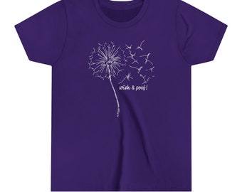 Youth Dandelion Shirt, Inspirational Shirt, Kids Windflower T-shirt, Kids Boho Windflower Shirt, Dandelion Shirt for kids, Kids Wish shirt