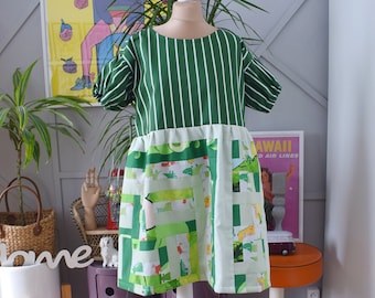Abito in cotone patchwork riciclato, stile boho hippie