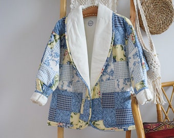 QUILT COTTON COAT Vintage Patchwork - Boho Style - Quilt Chore Coat - Vintage Patchwork Quilt Jacket - Jacket made from old quilt