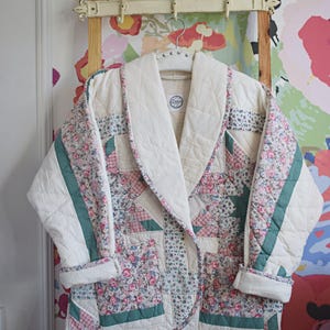 Vintage Patchwork Quilt Bomullskappa - Handgjord Boho Stil