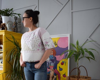 Sweter z dzianiny patchworkowej / Bluza z dzianiny patchworkowej / Bluzka wykonana ze starej kołdry