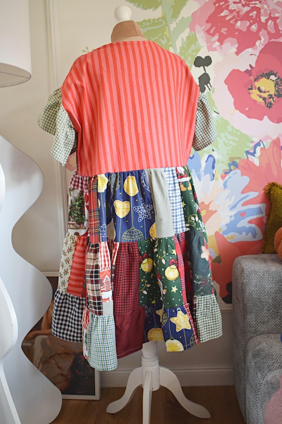 hippie christmas dress Upcycled Patchwork Dress, Boho Style Boho maxi dress