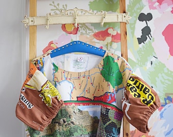Oversized overhemd van geüpcycled patchwork katoen - vintage stijl