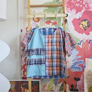 Top reciclado/ Top reciclado/ Moletom de retalhos/ Top feito de colcha velha/ Camisa vintage de retalhos reciclados