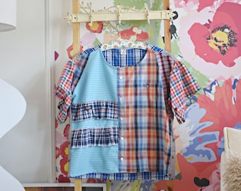 Upcycled top/ Recycled top/ Patchwork Sweatshirt / Top made from old quilt/ Upcycled Patchwork Vintage Shirt