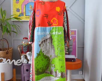 Vintage dress, Recycled dress, Patchwork dress, Japan dress, Sweet dress, Colors dress, Hippie dress,